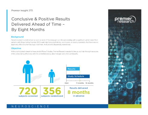 Premier Insight 273: Conclusive & Positive Results Delivered Ahead of Time – By Eight Months