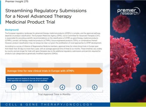 Premier Insight 275: Streamlining Regulatory Submissions for a Novel Advanced Therapy Medicinal Product Trial