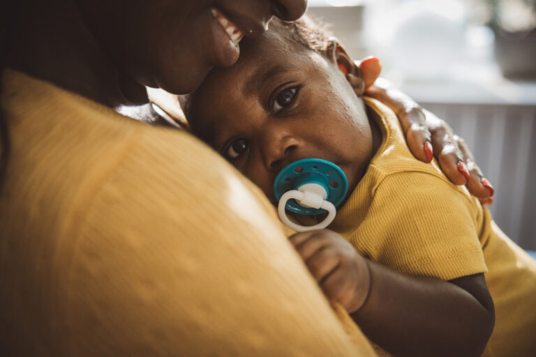Mother and baby at home